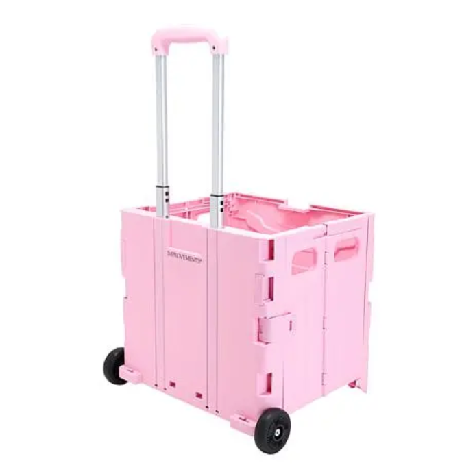 Improved Collapsible Utility Cart, Holds Up to 55 Lbs Foldable Rolling Storage Cart