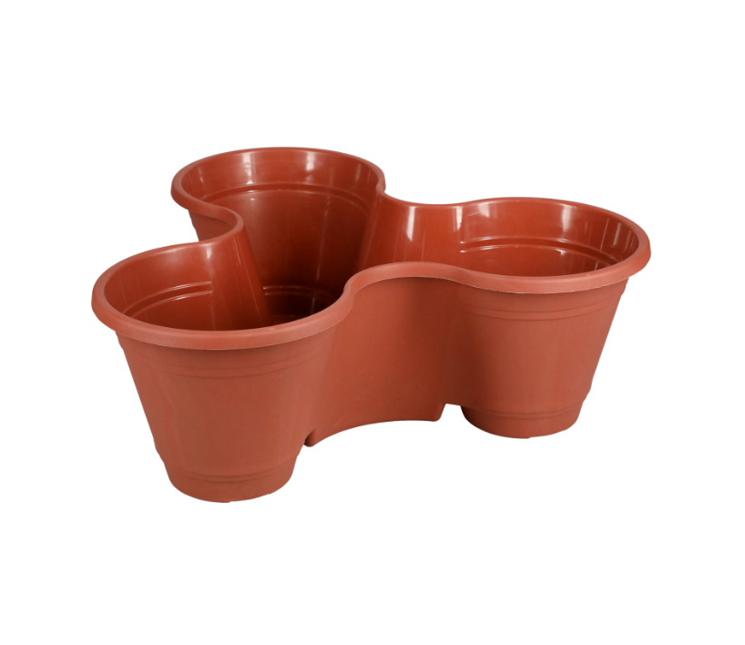 Green Plastic Triple Section Stackable Planter, Multi-Pot Indoor & Outdoor Garden Plant Pot