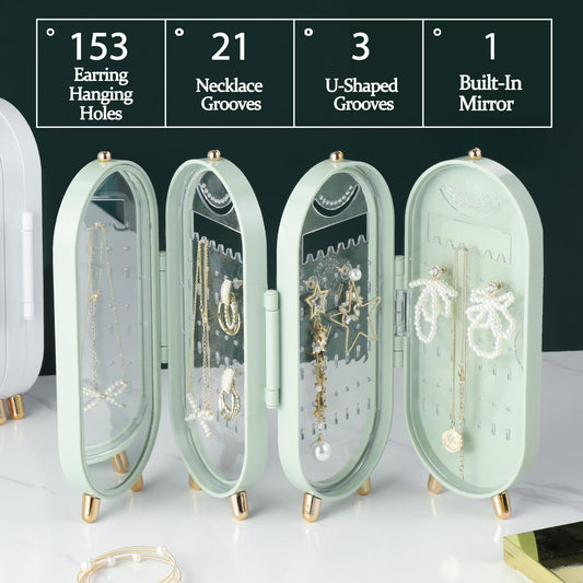 Foldable Jewelry Organizer Box with Mirror