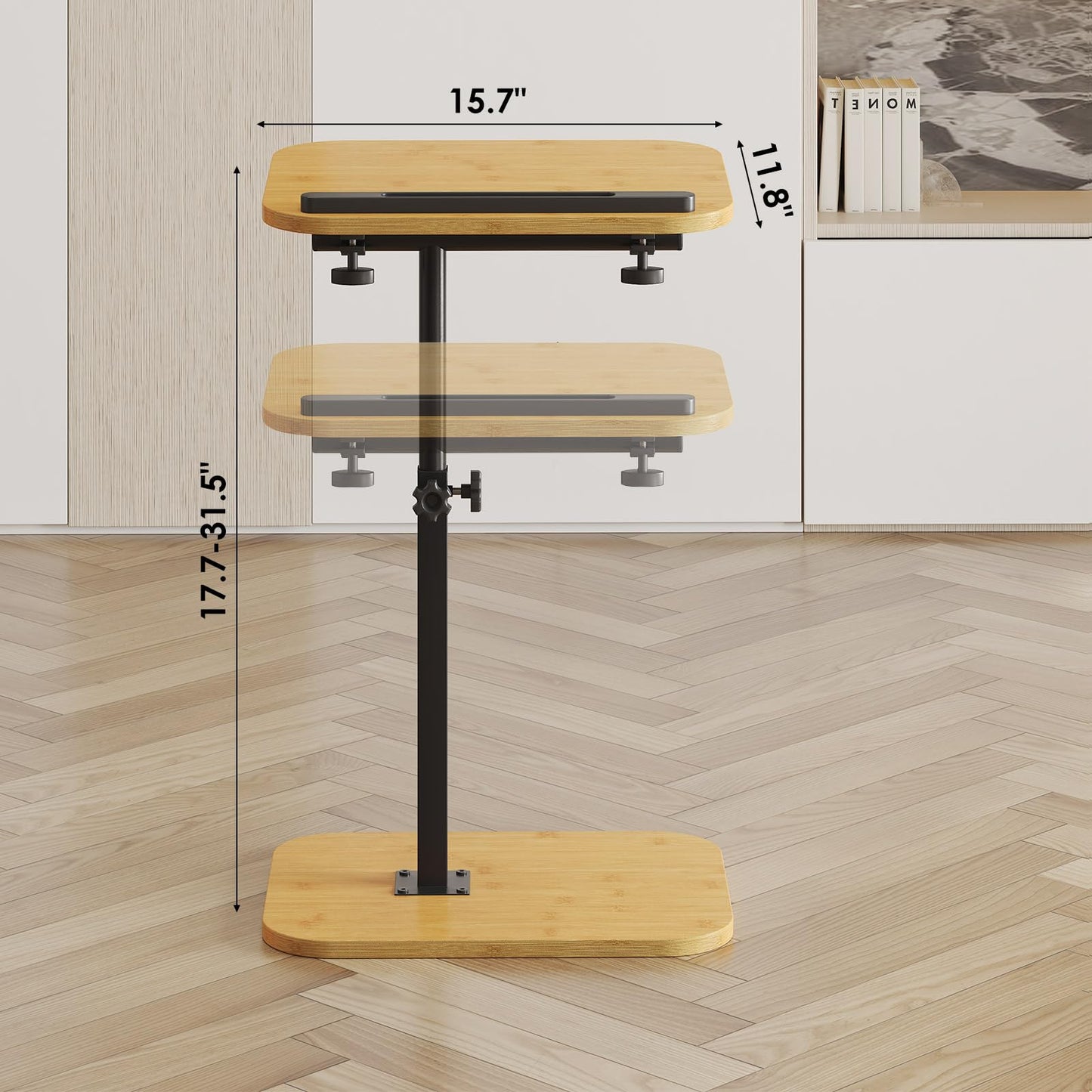 Adjustable C-Shaped Side Table, 360° Swivel End Table for Living Room