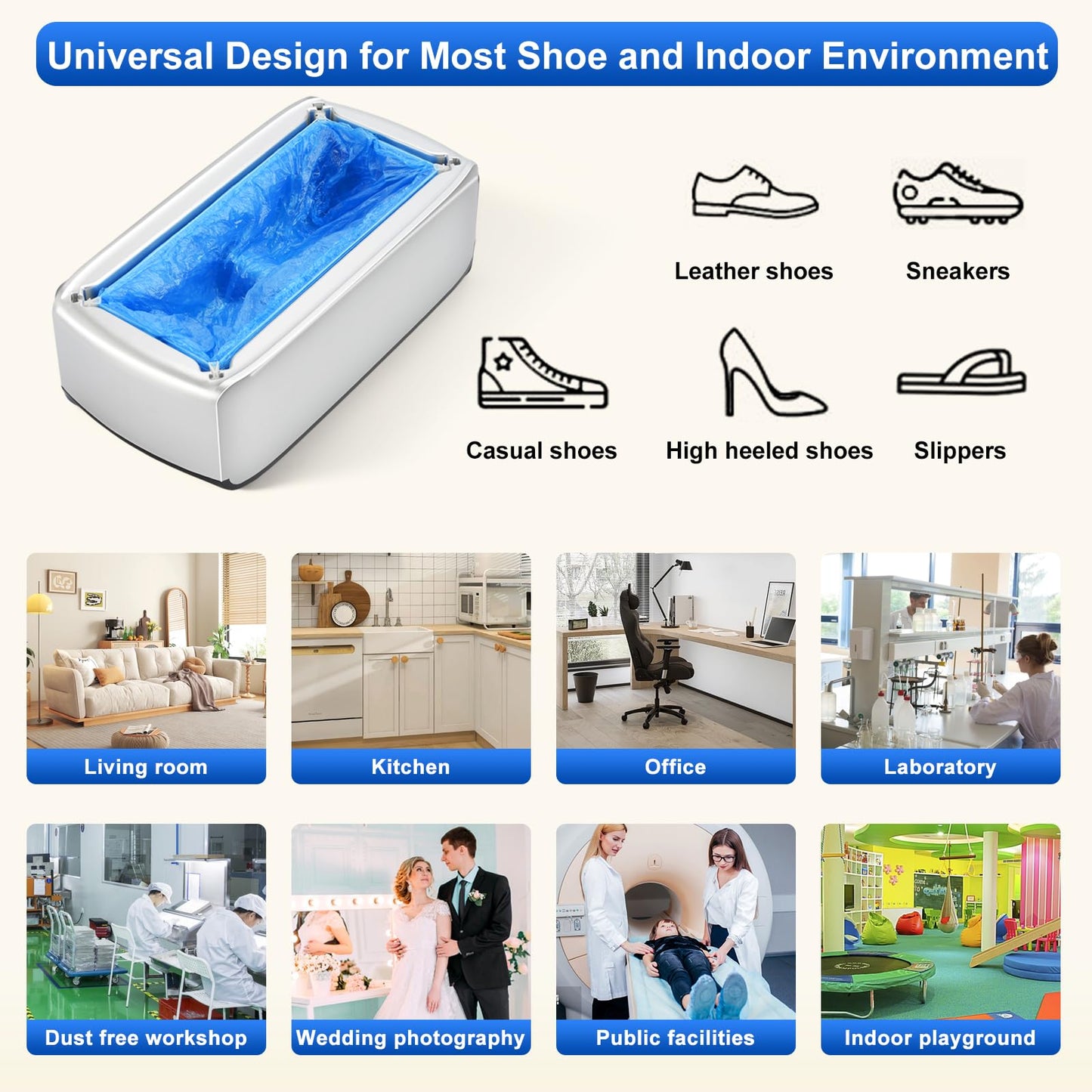 Silver Automatic Shoe Cover Dispenser with 200pcs Disposable Covers