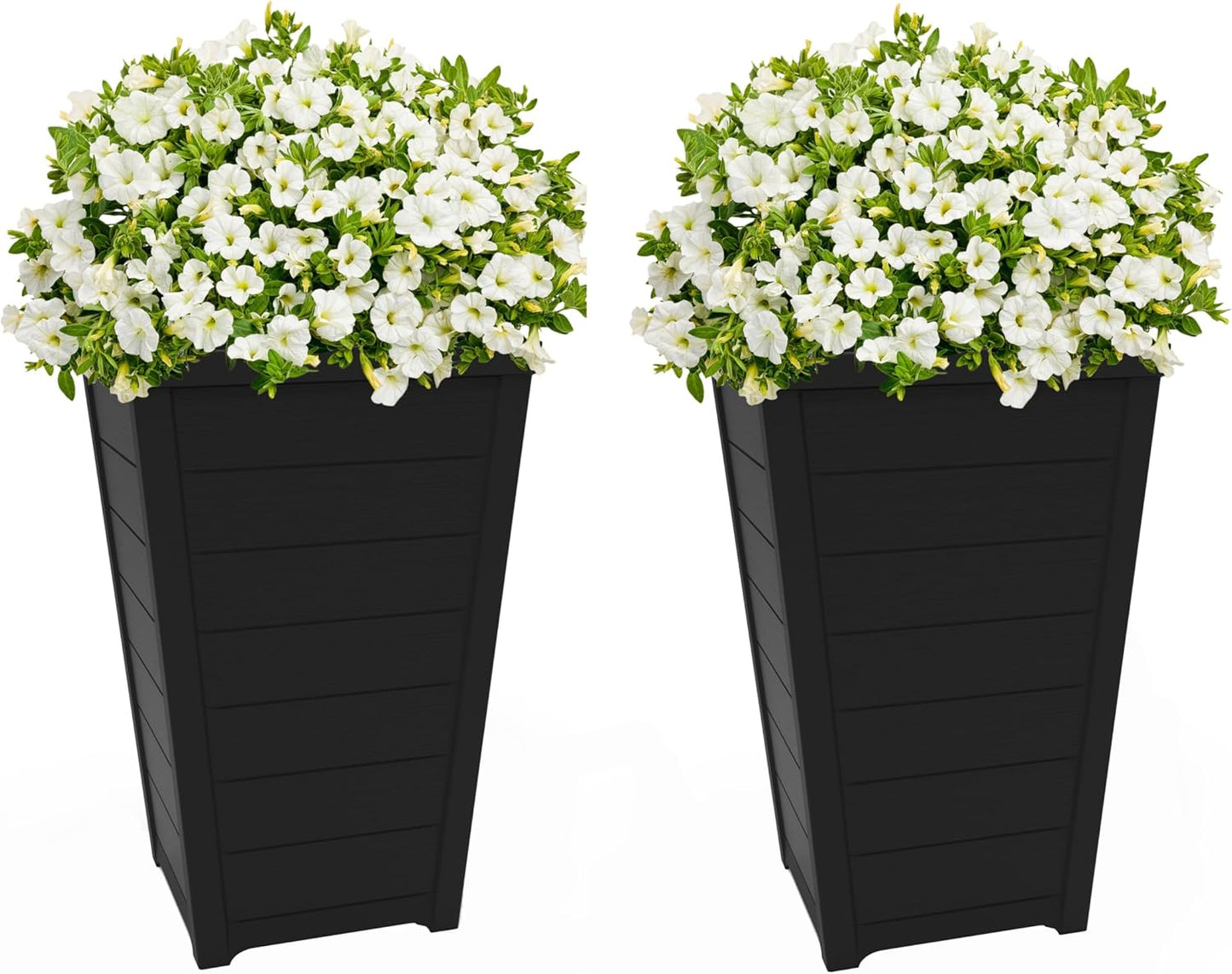 Modern Wood Look Resin Outdoor Planter Pots
