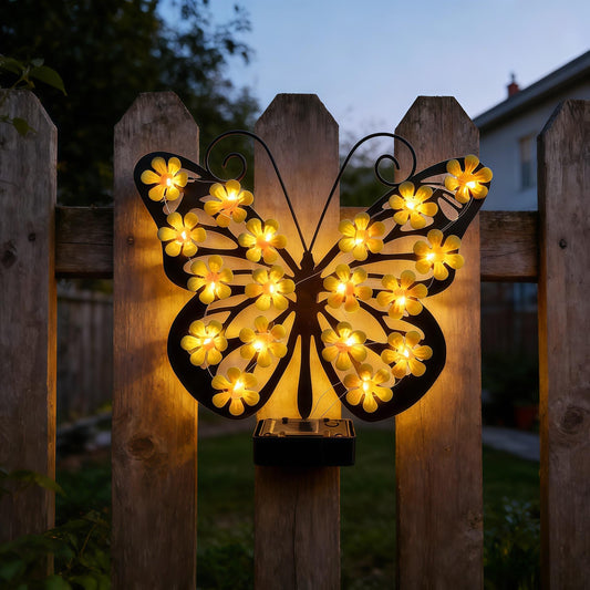 Solar-Powered Butterfly Light, Waterproof Outdoor LED Garden Wall Decor
