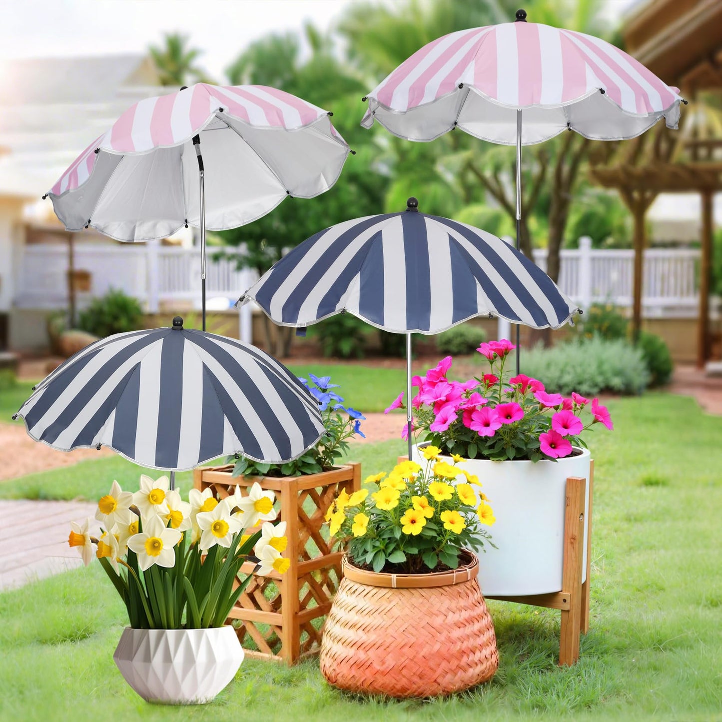 Adjustable Plant Sun Shade Umbrellas, 6 Pack Garden Covers for Potted Plants & Flowers