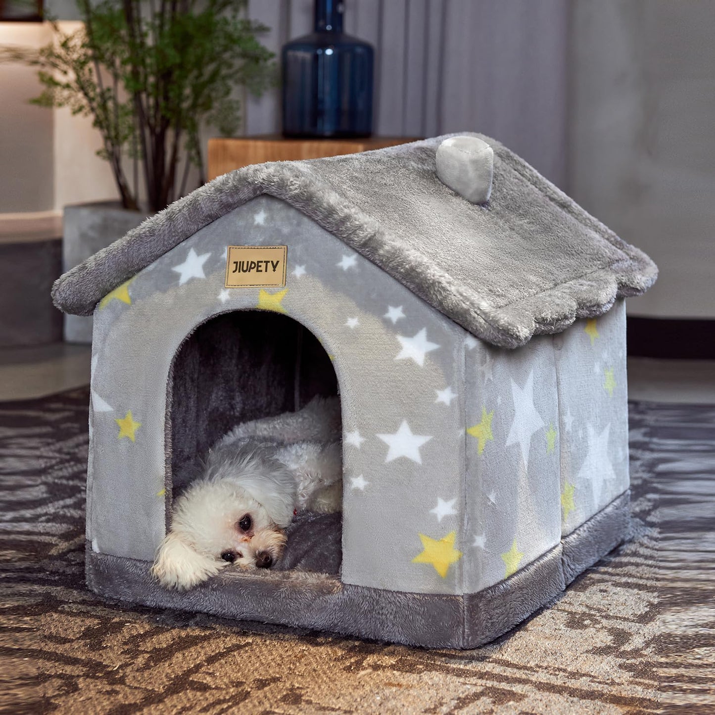 Foldable Dog House Bed with Cushion