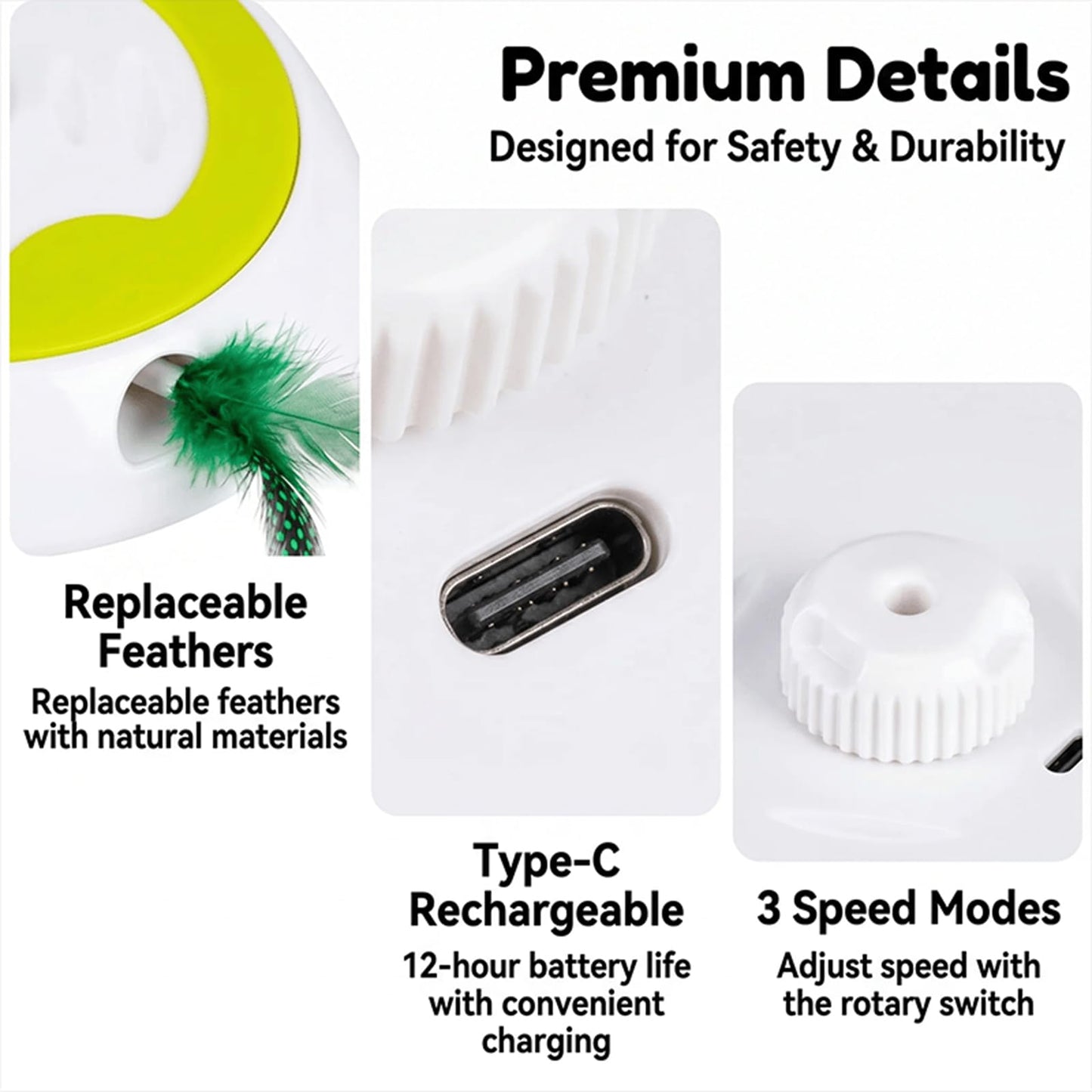 Interactive Whack-a-Mole Cat Toy, Auto Feather Mouse with Motion Sensor