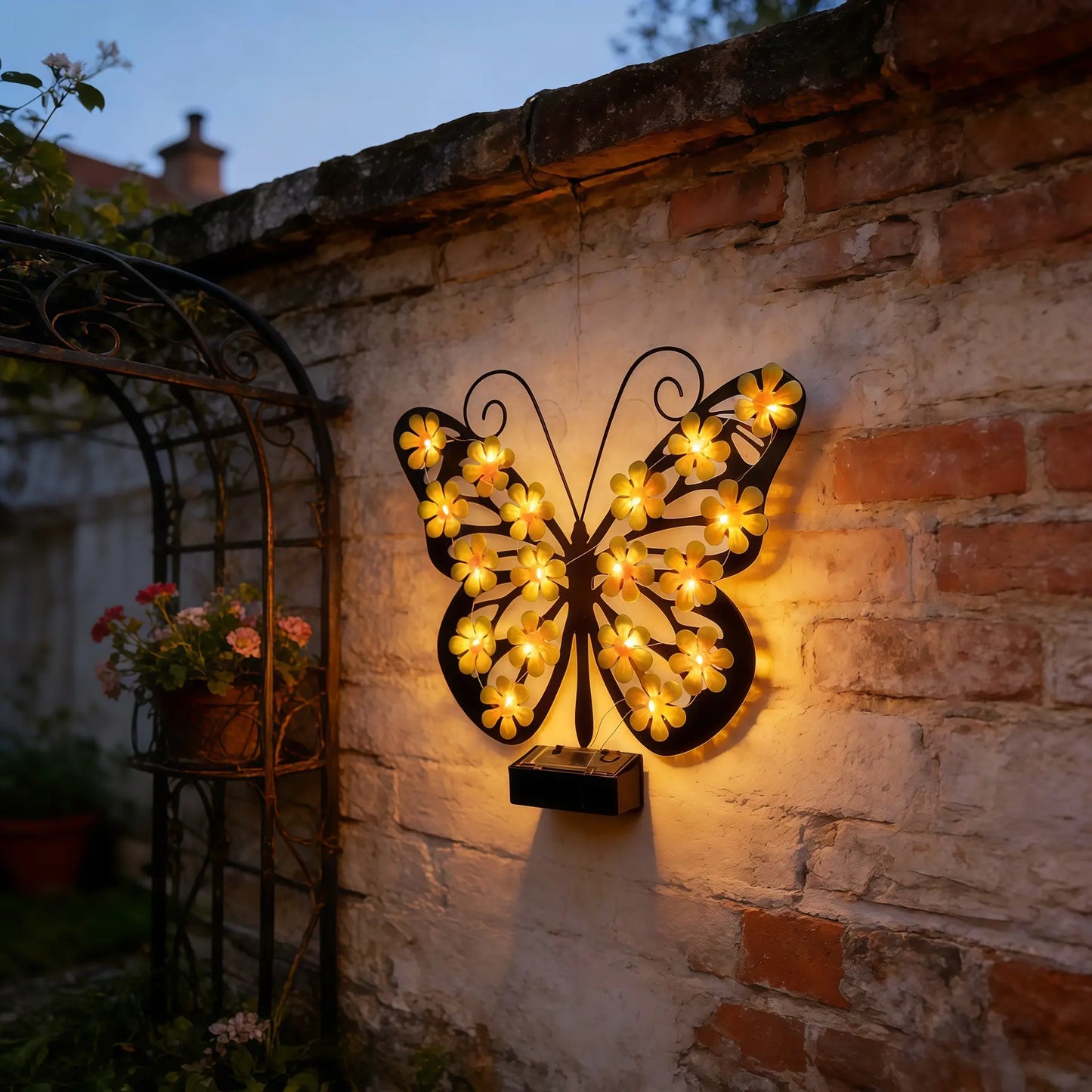 Solar-Powered Butterfly Light, Waterproof Outdoor LED Garden Wall Decor