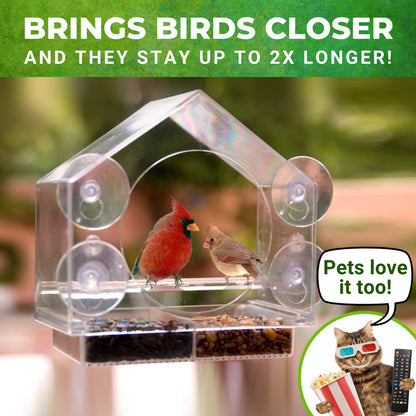 Transparent Acrylic Window Bird Feeder, Weatherproof Suction Cup Birdhouse for Outdoor Bird Watching, Easy to Clean