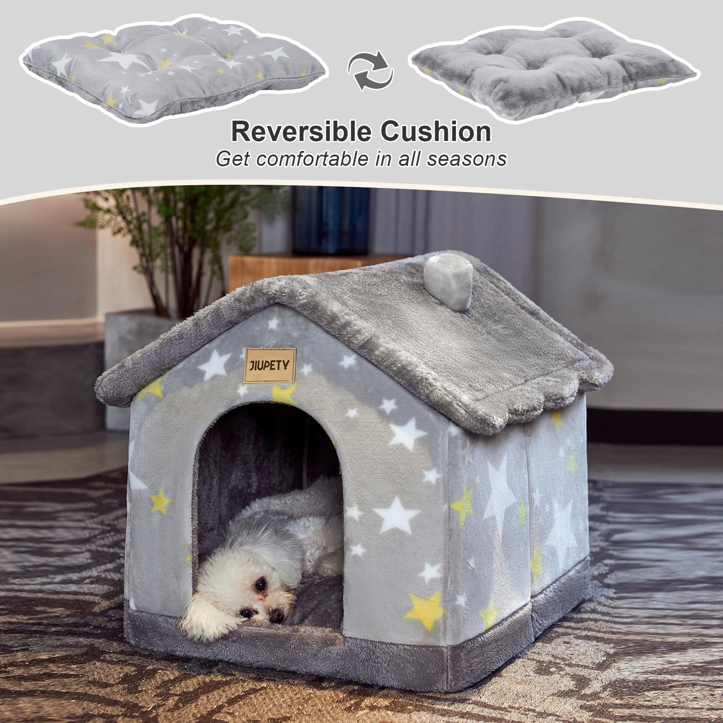 Foldable Dog House Bed with Cushion