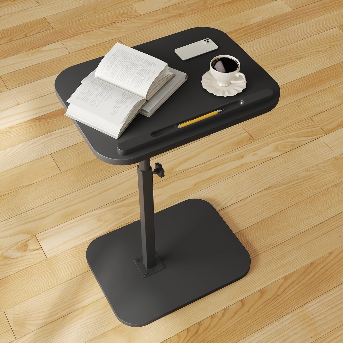 Adjustable C-Shaped Side Table, 360° Swivel End Table for Living Room