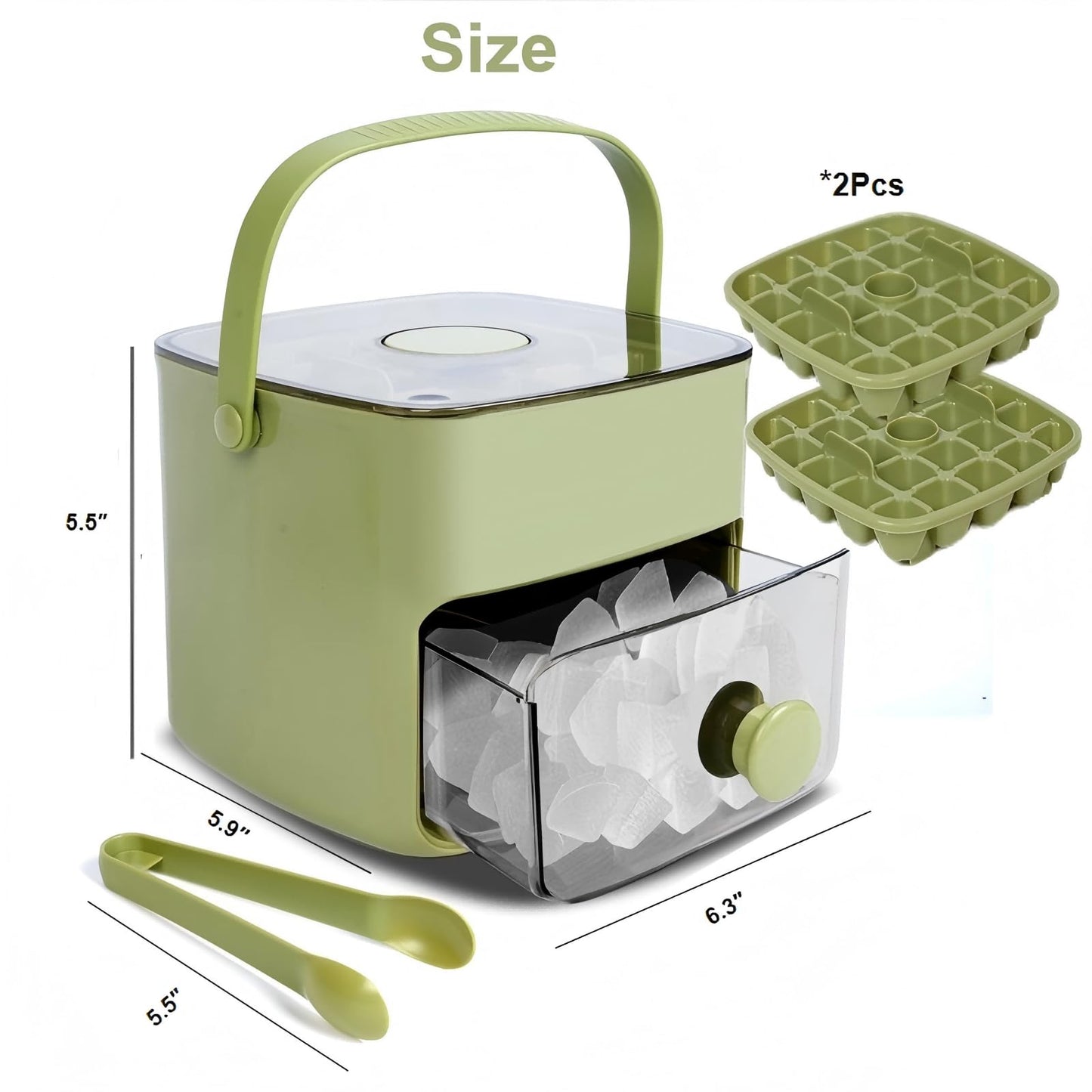 Ice Cube Tray with Lid & Storage Bin, Reusable Ice Mold for Whiskey & Cocktails