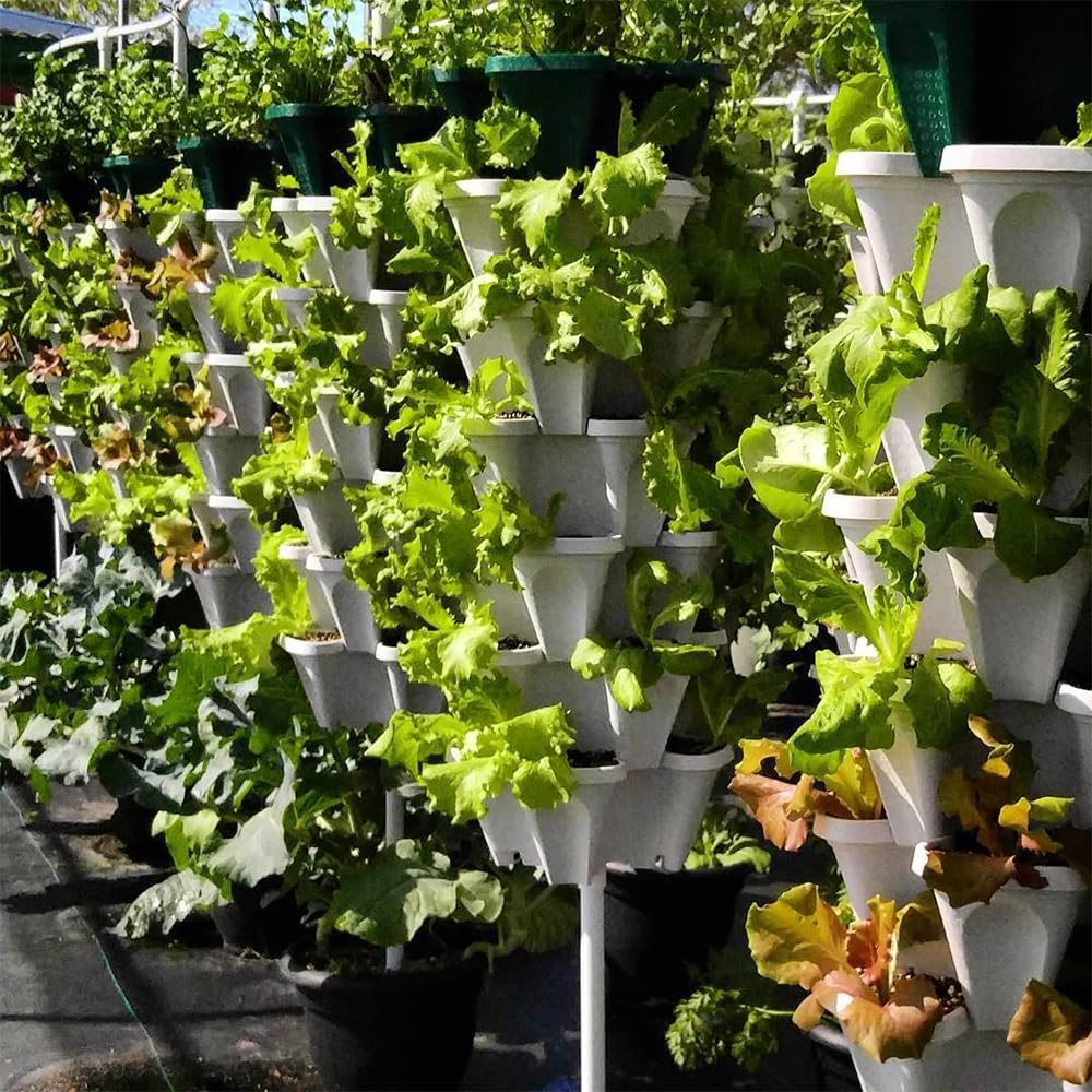 Stackable Vertical Growing System, Large Garden Planter for Strawberries & Herbs, Heavy Duty Design