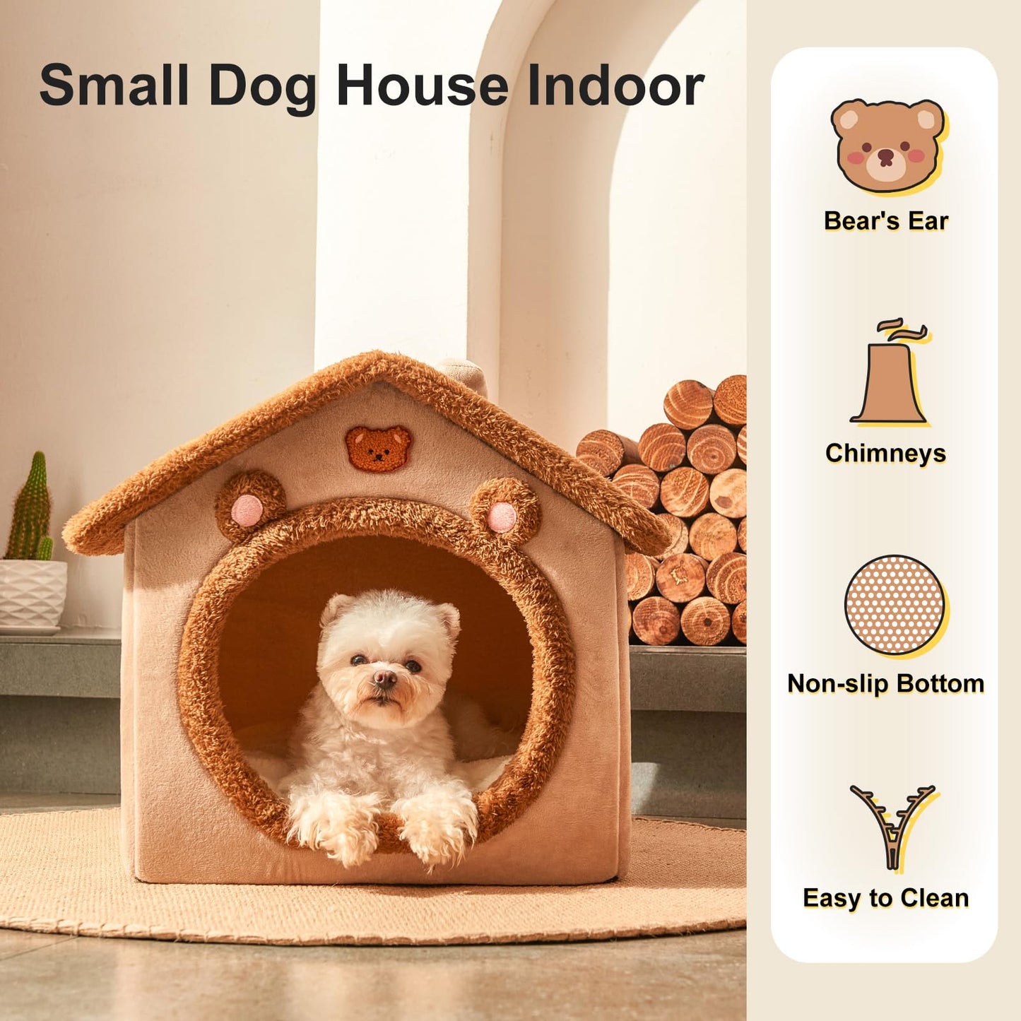 Foldable Dog House Bed with Cushion