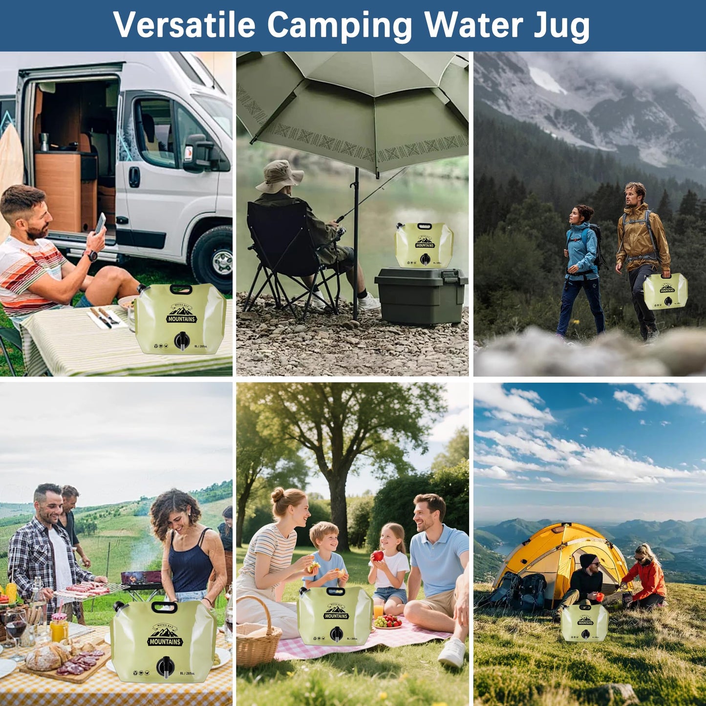 Collapsible Water Jug with Spigot, BPA-Free Portable Water Bags for Camping