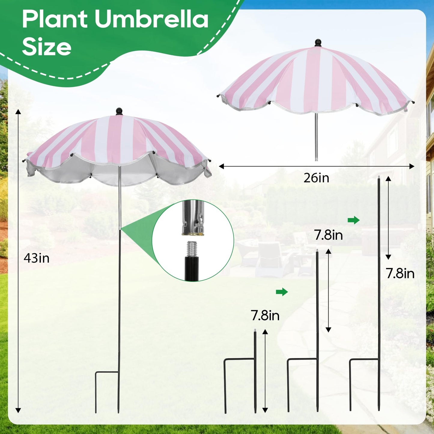 Adjustable Plant Sun Shade Umbrellas, 6 Pack Garden Covers for Potted Plants & Flowers