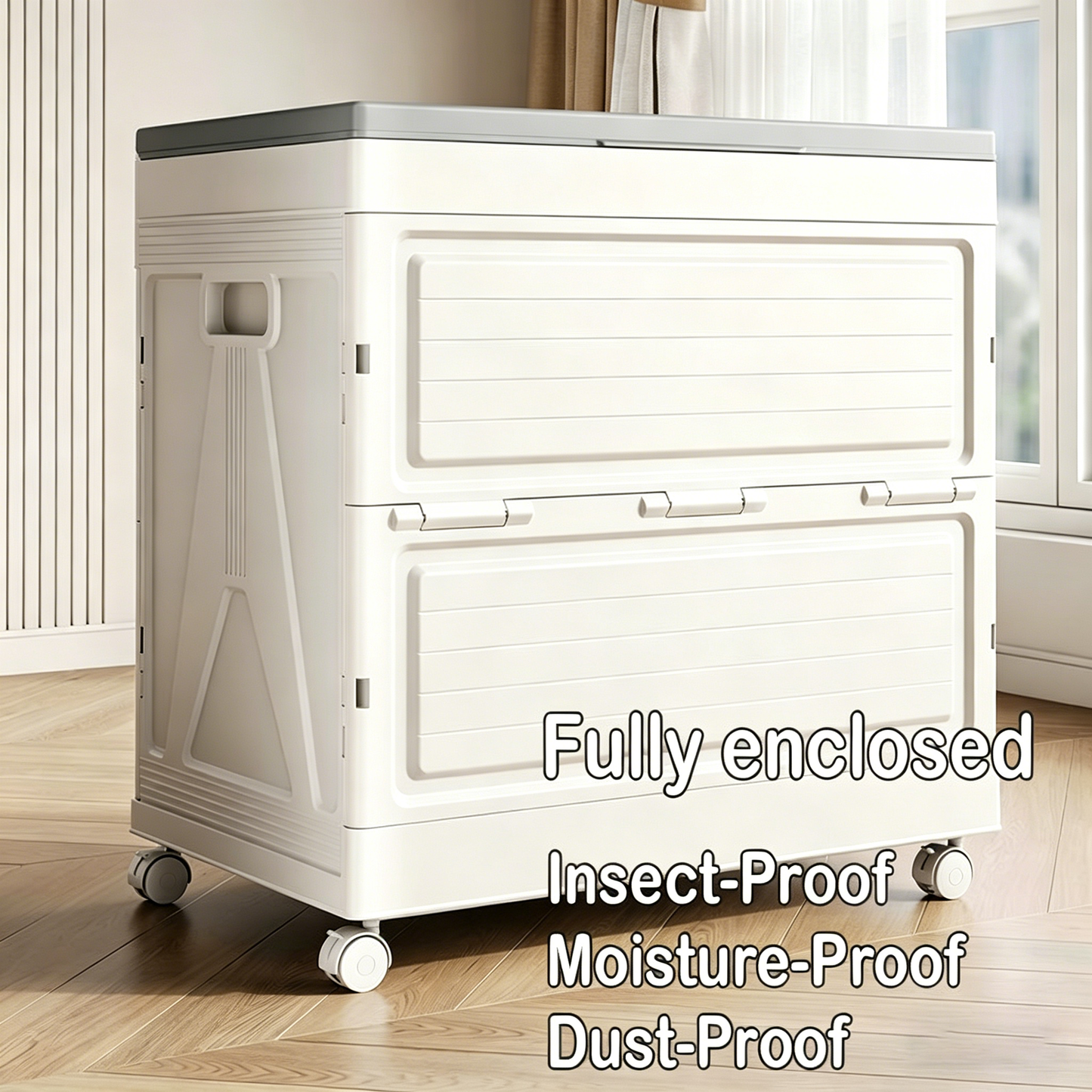 160L Large Capacity Toy Storage Box with Wheels, Plastic Organizer Bin