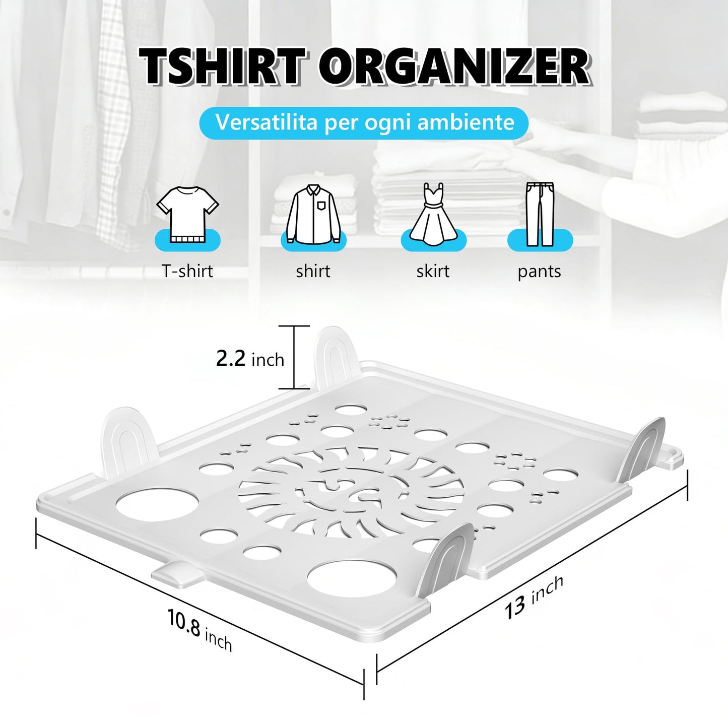 10Pc Stackable Closet Organizer & T-Shirt Folder Board Bundle