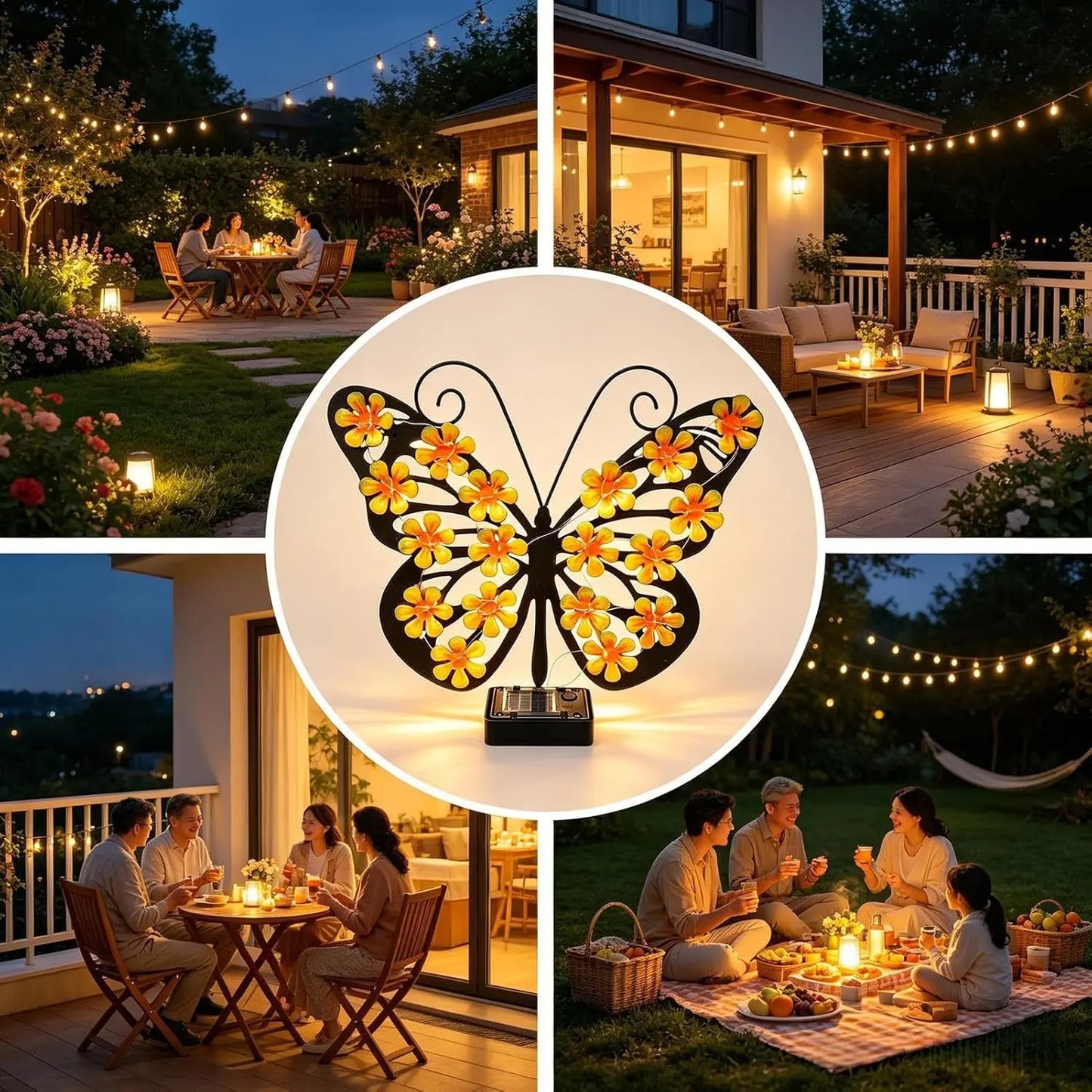 Solar-Powered Butterfly Light, Waterproof Outdoor LED Garden Wall Decor