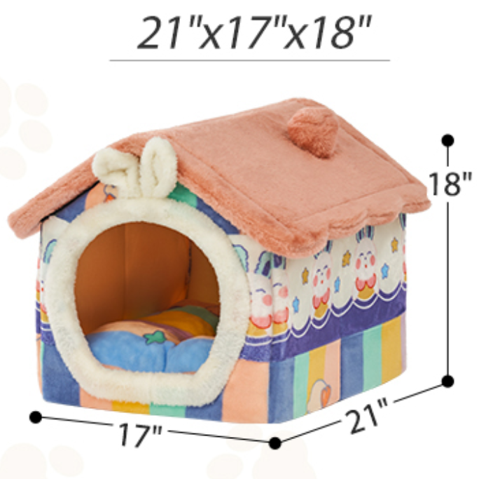 Foldable Dog House Bed with Cushion