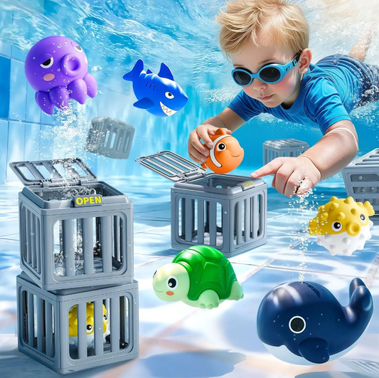 Fun Swimming Dive Game Toys, Multi Animal Floating Bath & Pool Playset Ideal for Outdoor Summer Kid Gifts
