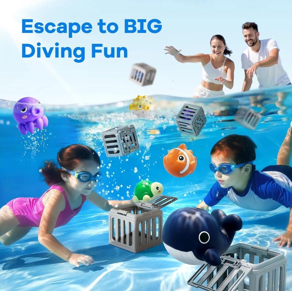 Fun Swimming Dive Game Toys, Multi Animal Floating Bath & Pool Playset Ideal for Outdoor Summer Kid Gifts