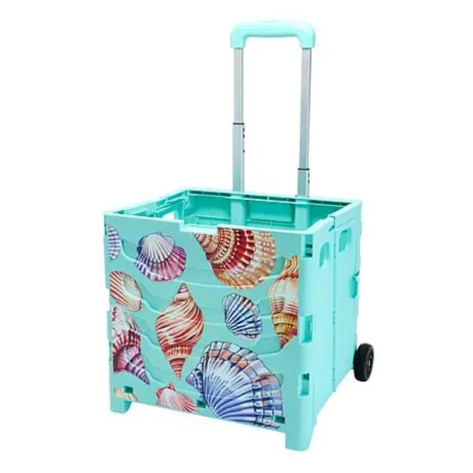 Improved Collapsible Utility Cart, Holds Up to 55 Lbs Foldable Rolling Storage Cart