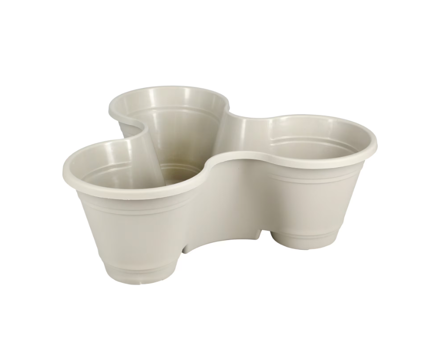 Green Plastic Triple Section Stackable Planter, Multi-Pot Indoor & Outdoor Garden Plant Pot