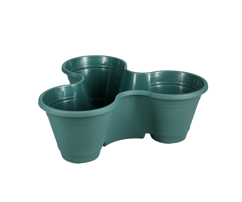 Green Plastic Triple Section Stackable Planter, Multi-Pot Indoor & Outdoor Garden Plant Pot