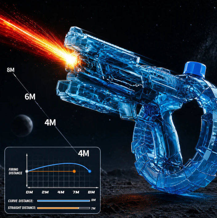 Black Automatic Electric Water Gun with LED Light, Rechargeable Large Capacity Long Range Water Blaster for Adult Pool Beach Summer Water Fight
