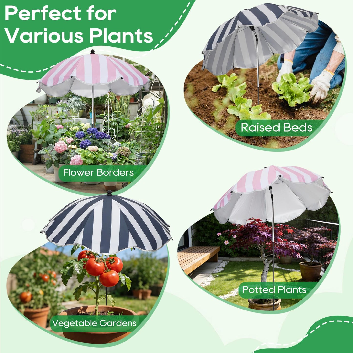 Adjustable Plant Sun Shade Umbrellas, 6 Pack Garden Covers for Potted Plants & Flowers