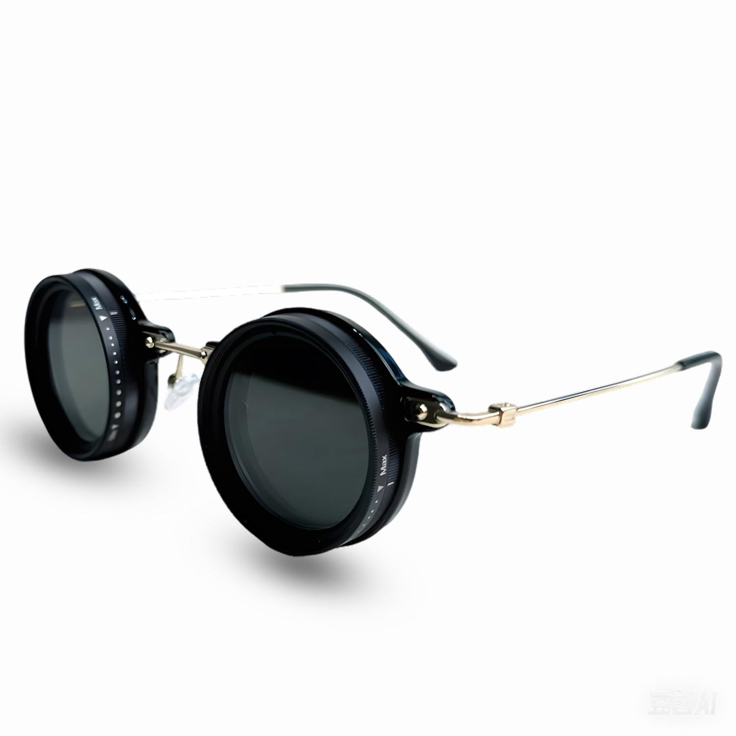 Adjustable Tint Polarized Sunglasses, 1-9 Gears ND Filter Round Eyewear with UV400 Protection for Beach and Outdoor Use
