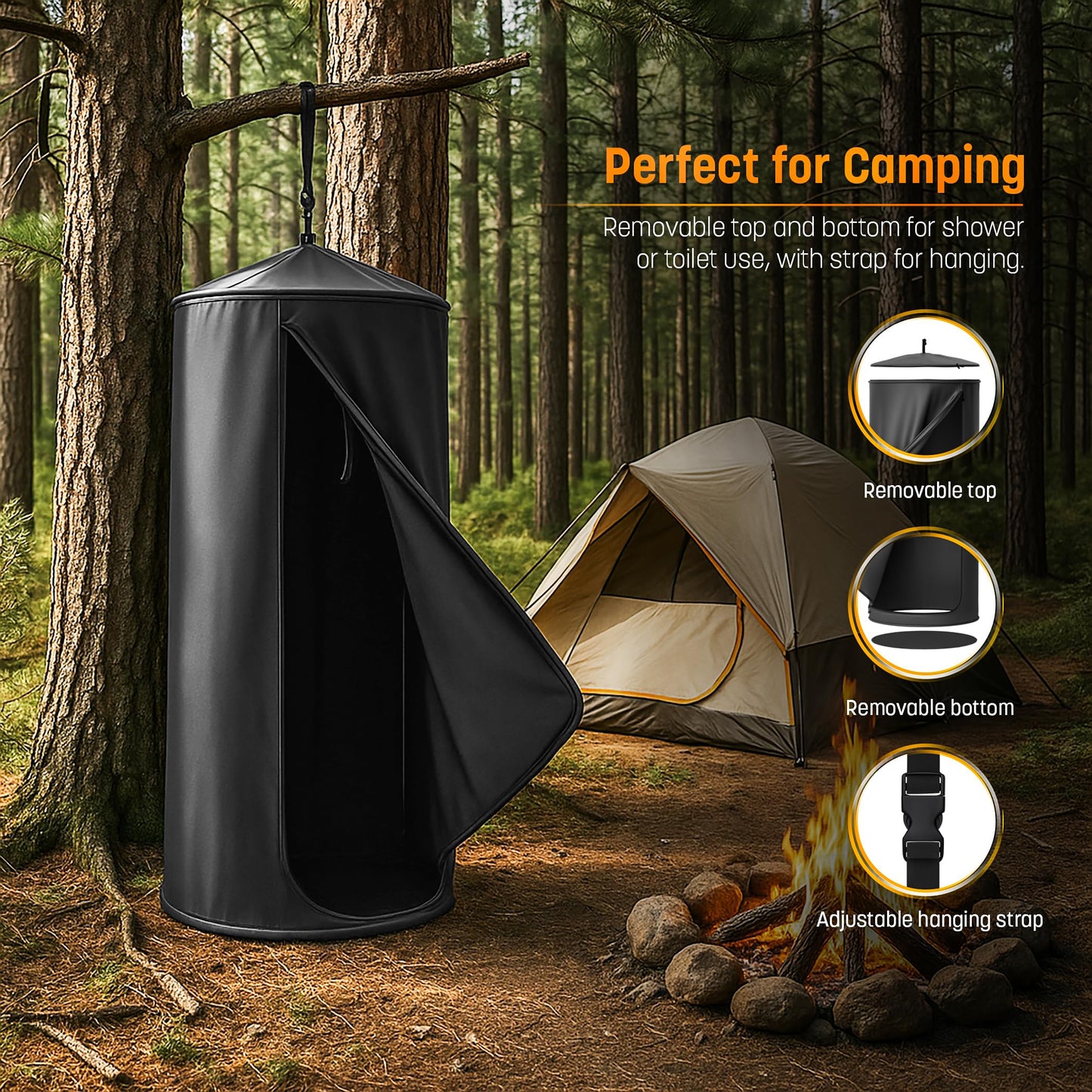 Instant Privacy Pod Tent with Suction Cups, for Camping, Shower & Beach