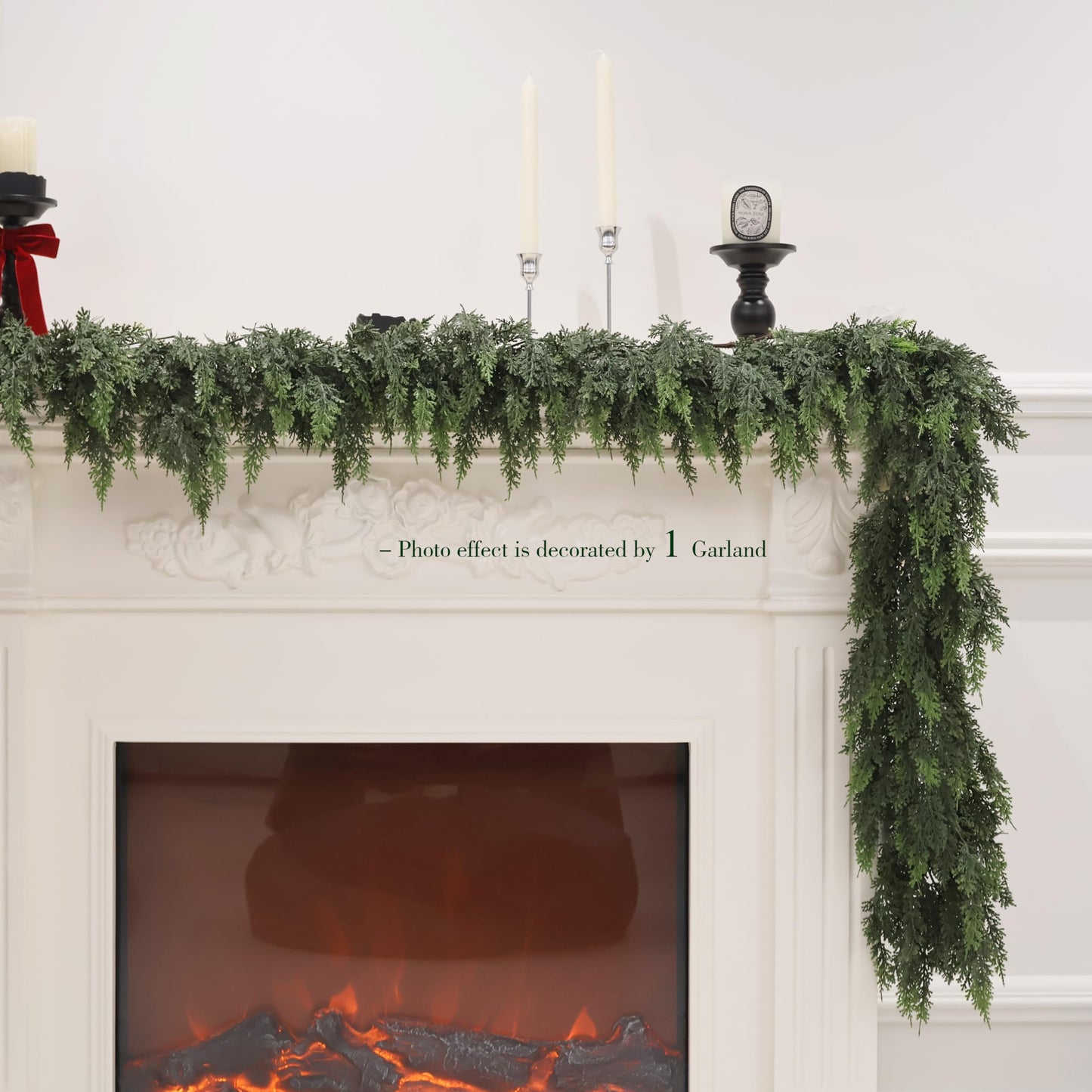 9FT Artificial Christmas Cedar Pine Garland, Realistic Greenery