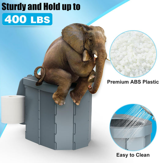 Portable Folding Camping Toilet for Adults, Waterproof Porta Potty with Lid, Paper Holder, Carry Bag & Disposable Liners