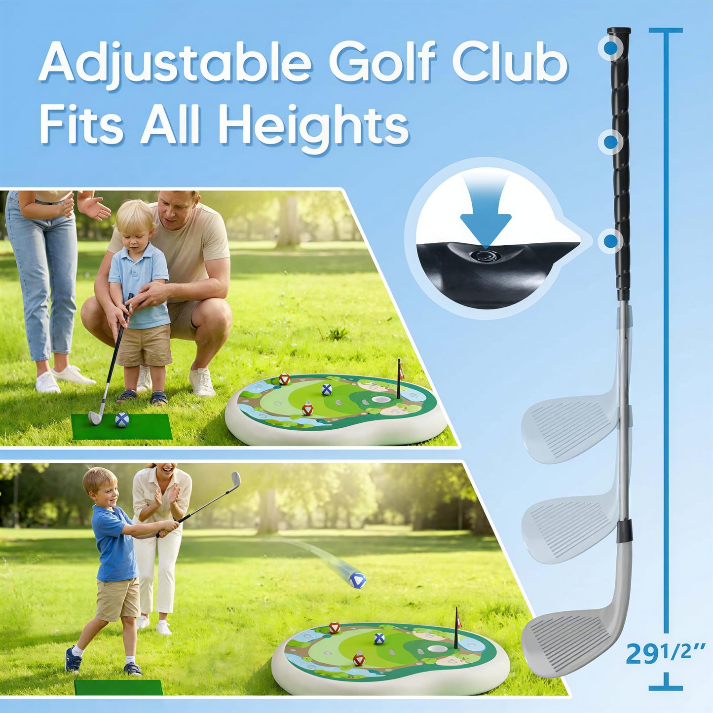 Floating Golf Chipping Green Pool Game, Inflatable Summer Toy for Kids & Family Parties