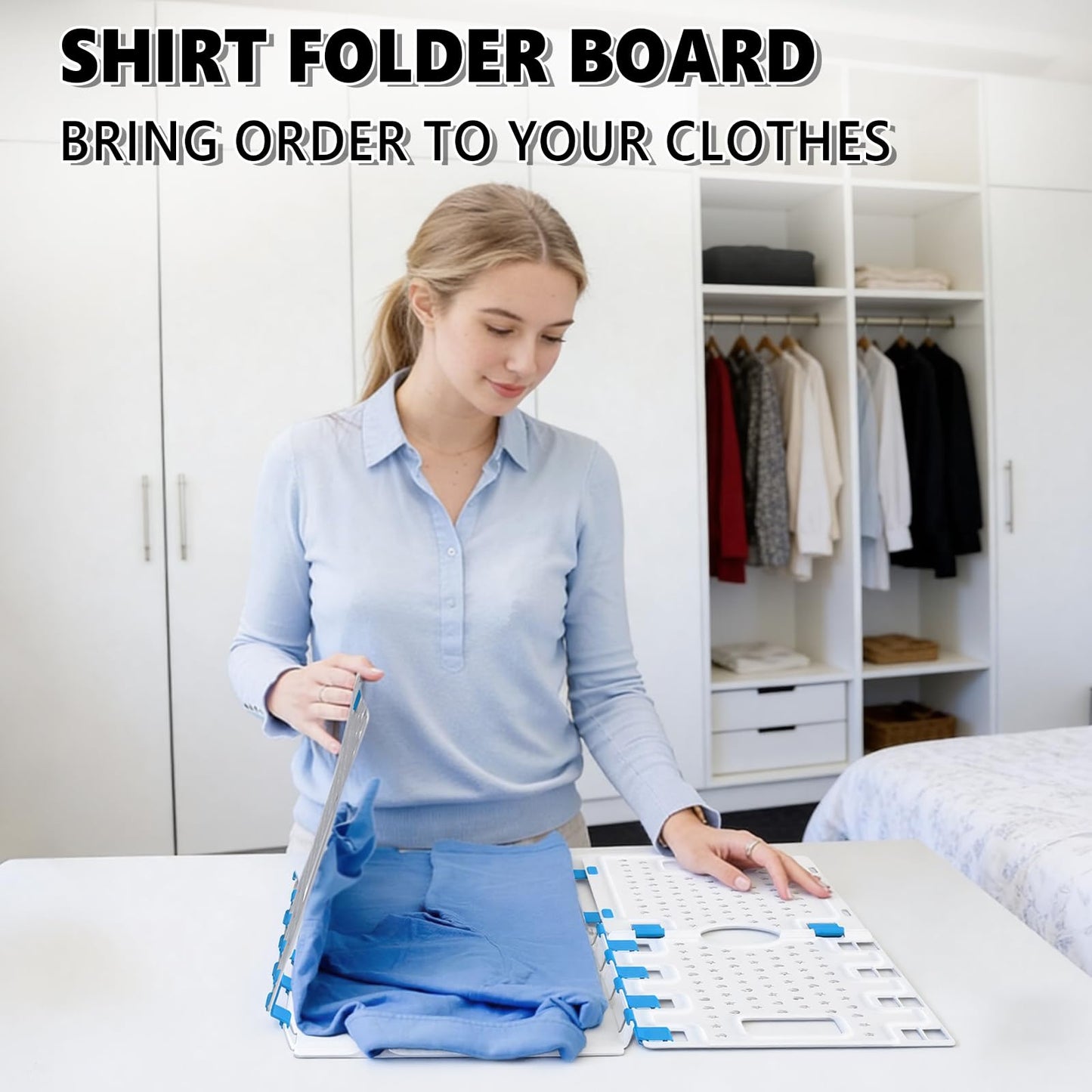 10Pc Stackable Closet Organizer & T-Shirt Folder Board Bundle