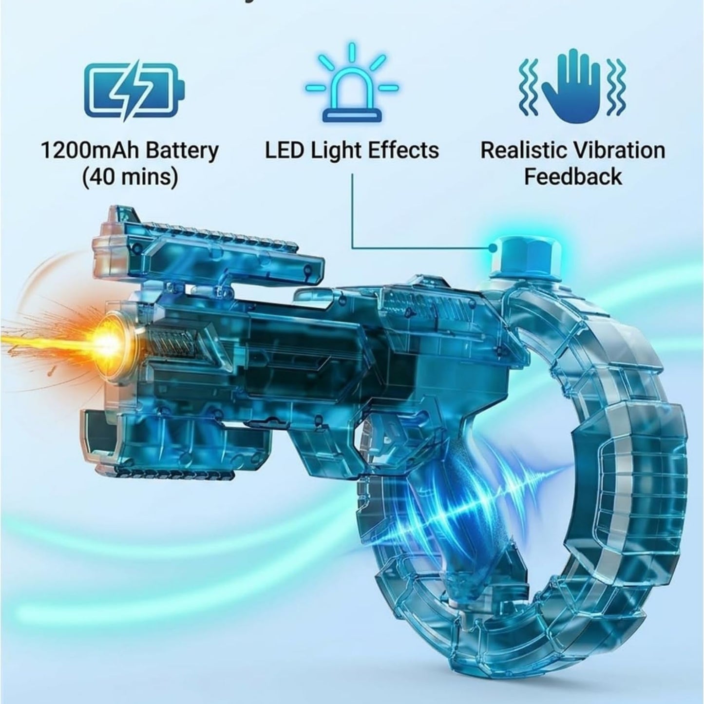 Black Automatic Electric Water Gun with LED Light, Rechargeable Large Capacity Long Range Water Blaster for Adult Pool Beach Summer Water Fight