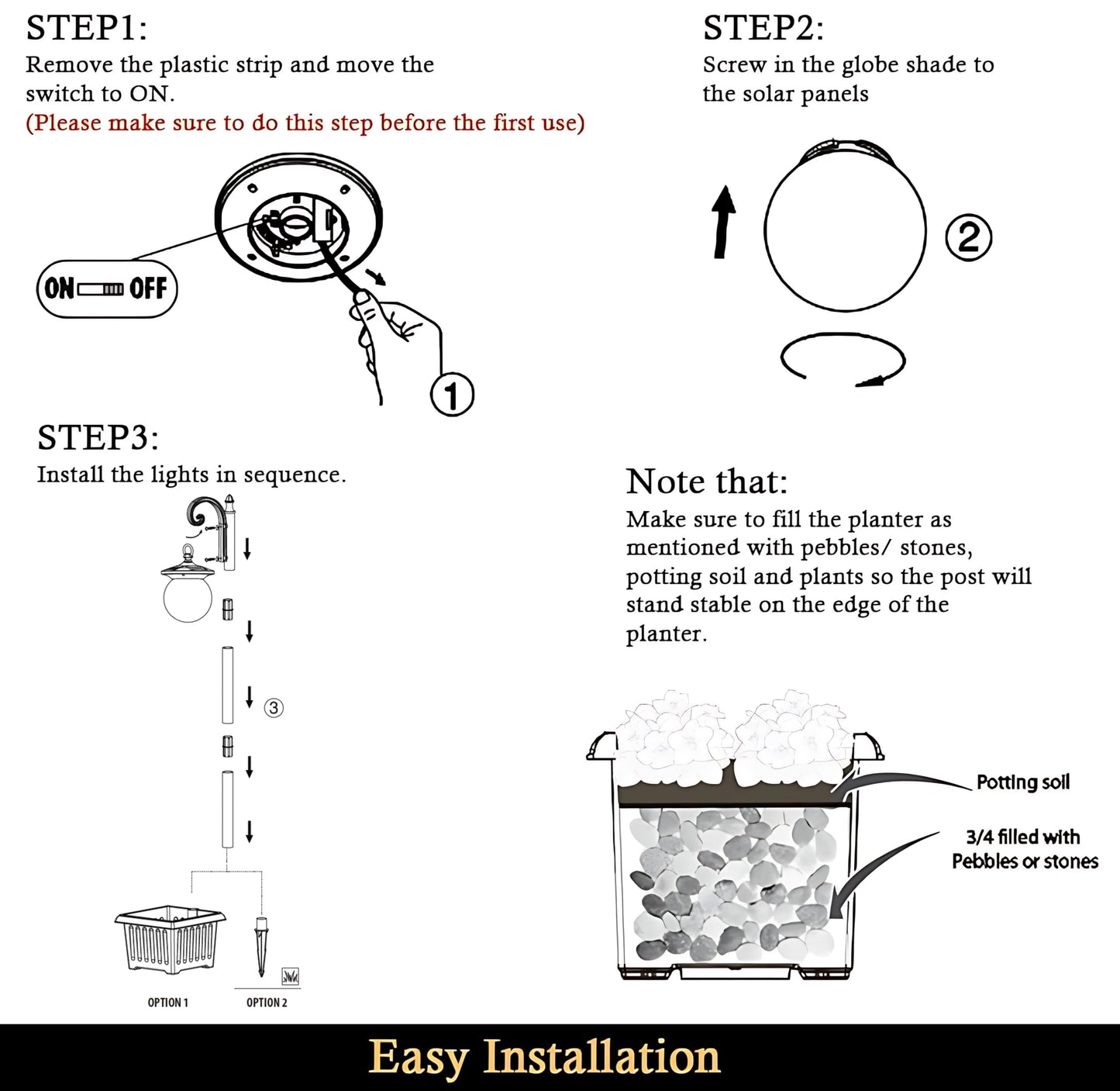 2-in-1 Solar Lamp Post Light with Planter, Mosaic Glass Outdoor Light