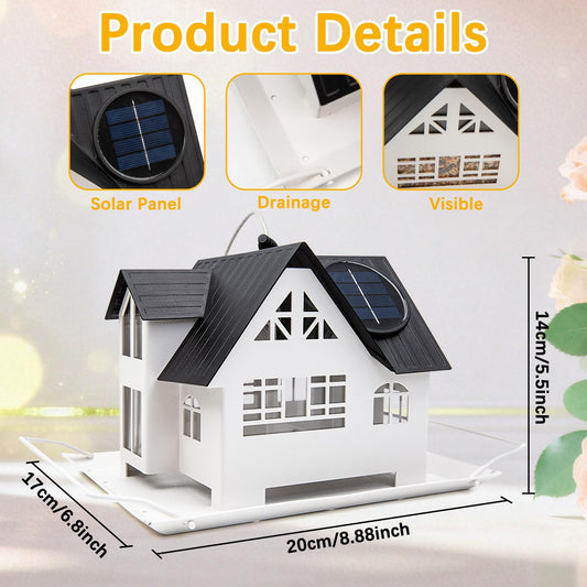 Metal Hanging Bird Feeder with Solar Lights, Wild Bird Feeder for Garden Decor & Gifts