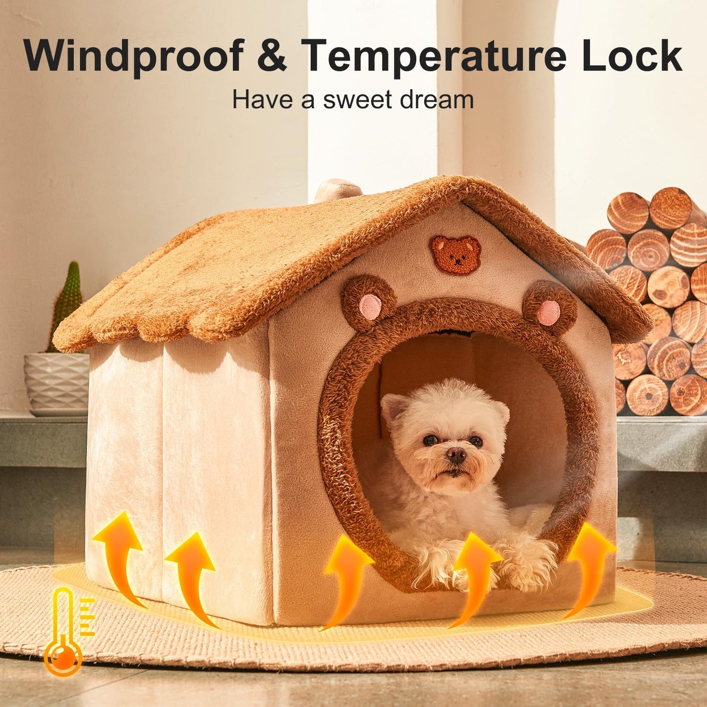 Foldable Dog House Bed with Cushion