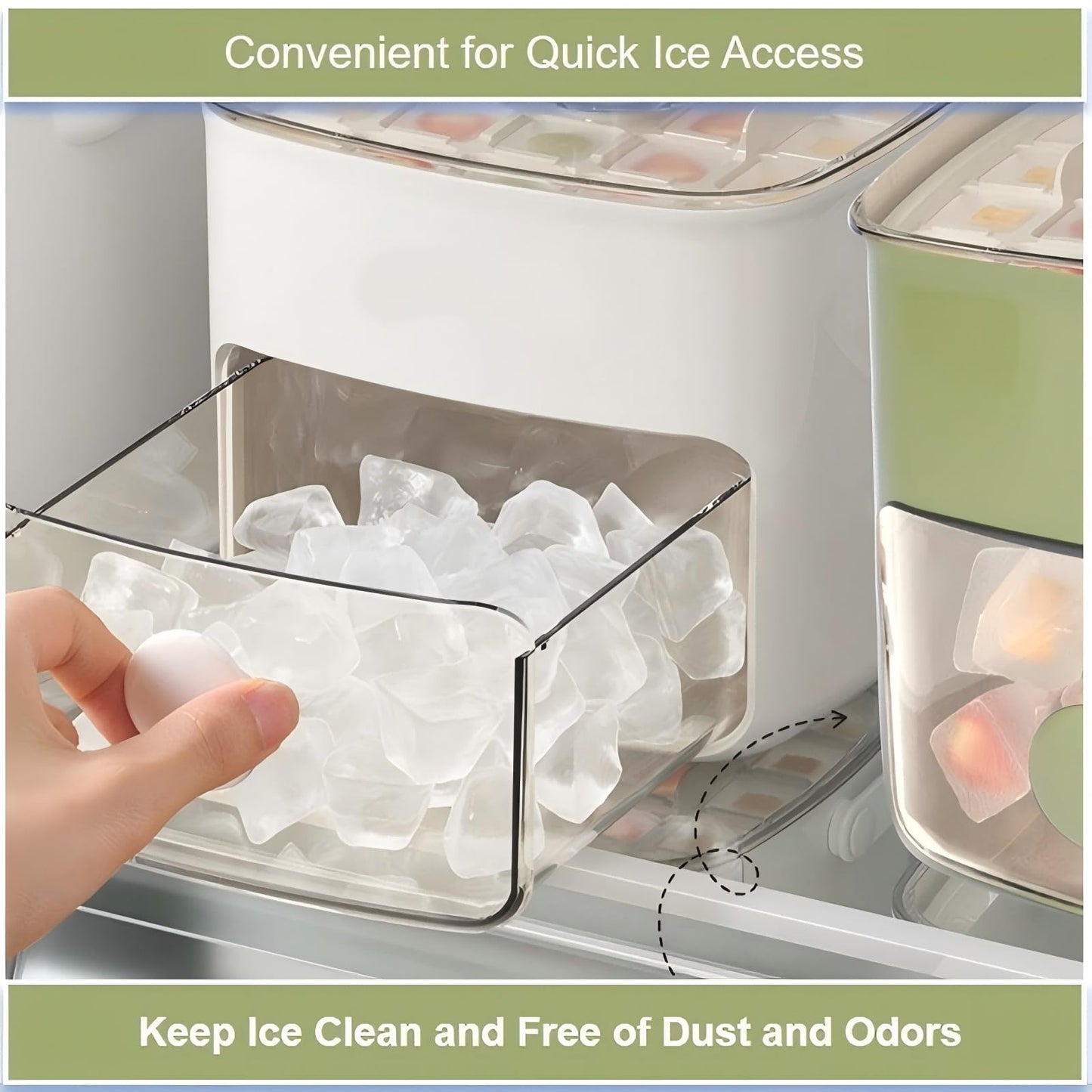 Ice Cube Tray with Lid & Storage Bin, Reusable Ice Mold for Whiskey & Cocktails