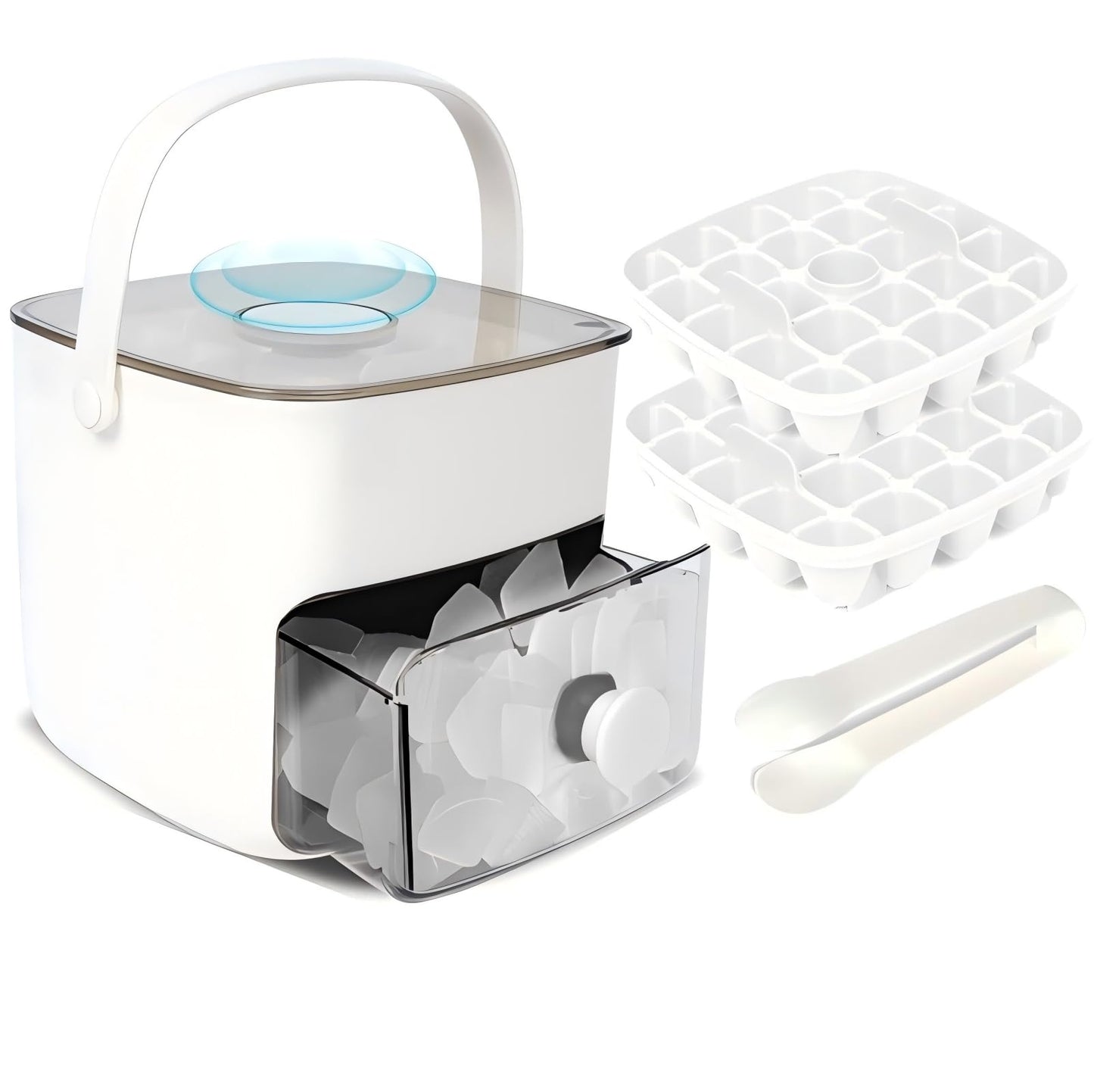 Ice Cube Tray with Lid & Storage Bin, Reusable Ice Mold for Whiskey & Cocktails