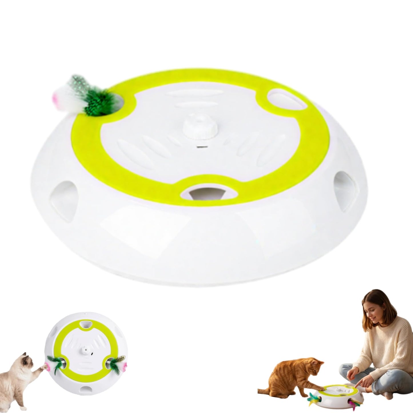 Interactive Whack-a-Mole Cat Toy, Auto Feather Mouse with Motion Sensor