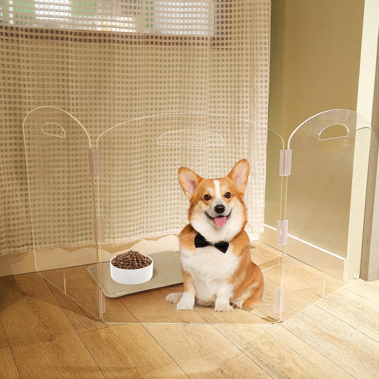 Freestanding Acrylic Pet Gate, 3 Panel Folding Dog & Cat Barrier for Indoor Doorways and Home Spaces