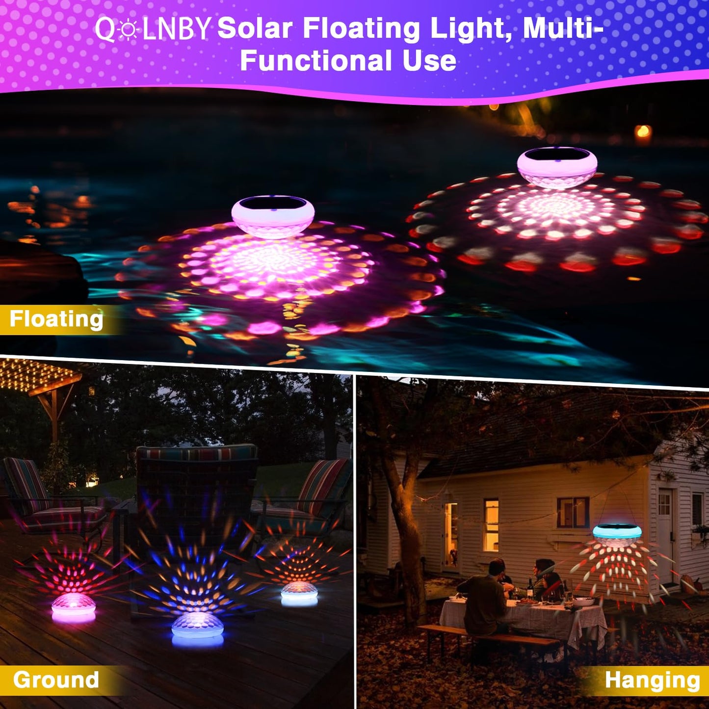 4 Pack IP68 Waterproof Remote Floating Pool & Pond Lights
