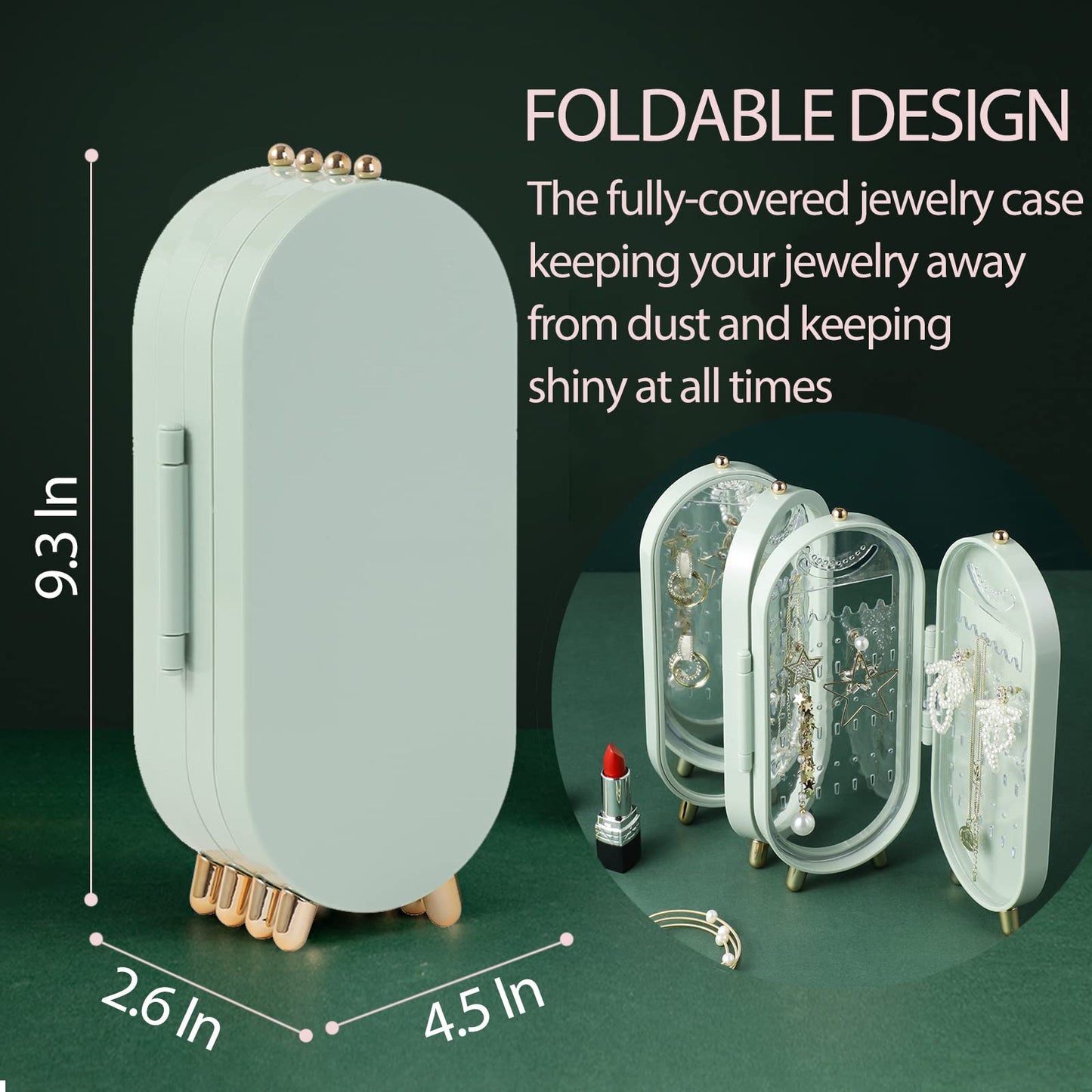 Foldable Jewelry Organizer Box with Mirror