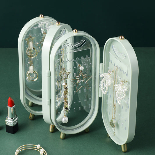 Foldable Jewelry Organizer Box with Mirror