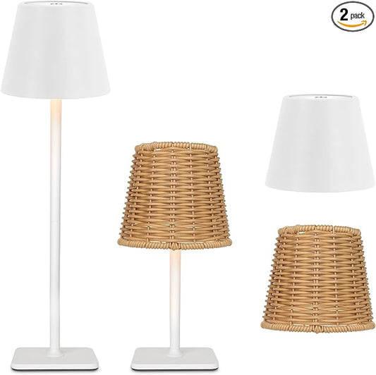 Set of 2 Rechargeable Cordless LED Table Lamps, Waterproof for Patio, Restaurant & Kitchen