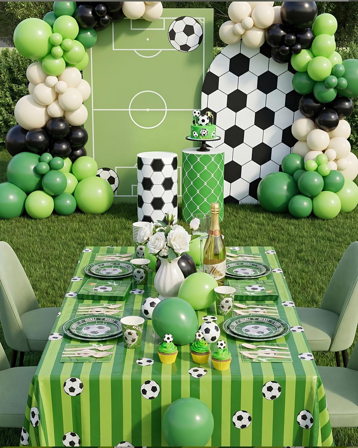 Soccer Themed Party Supplies Kit, Disposable Tableware & Decorations for 30 Guests
