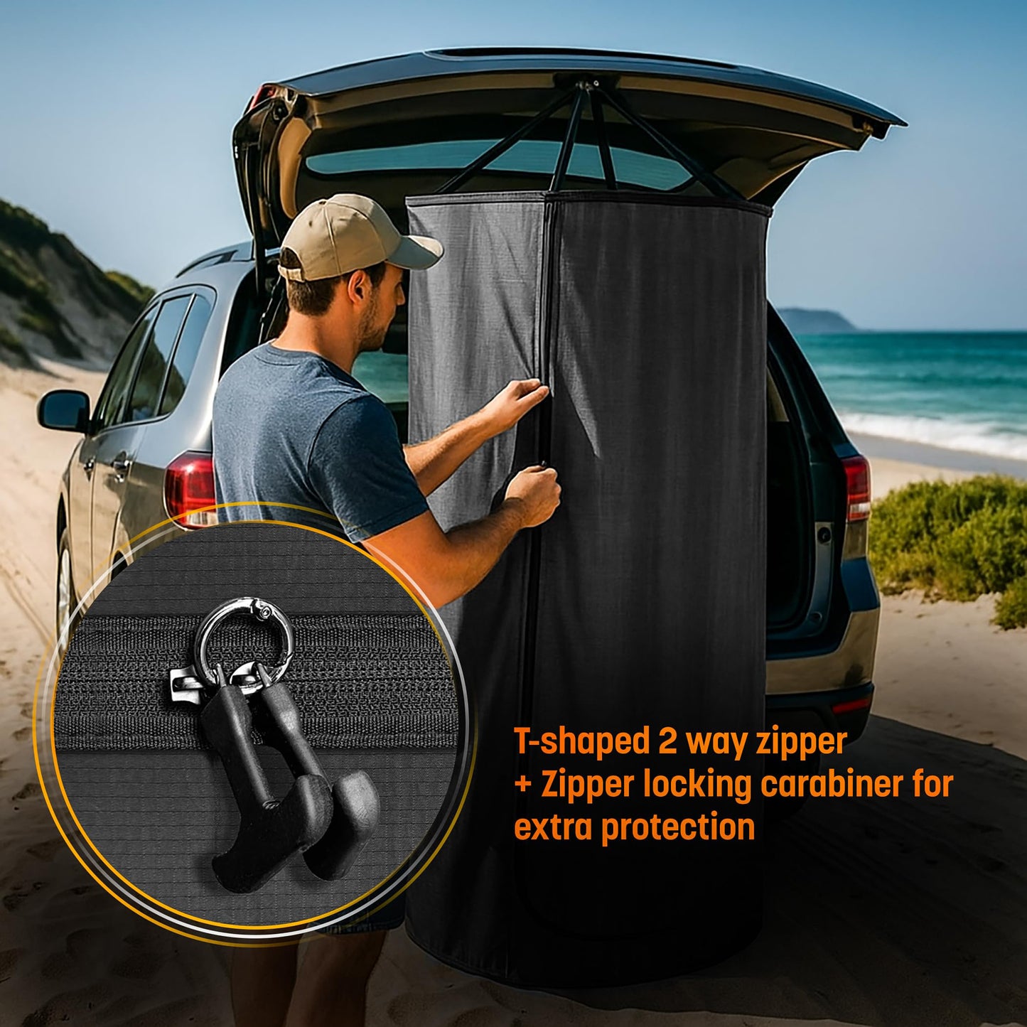 Instant Privacy Pod Tent with Suction Cups, for Camping, Shower & Beach